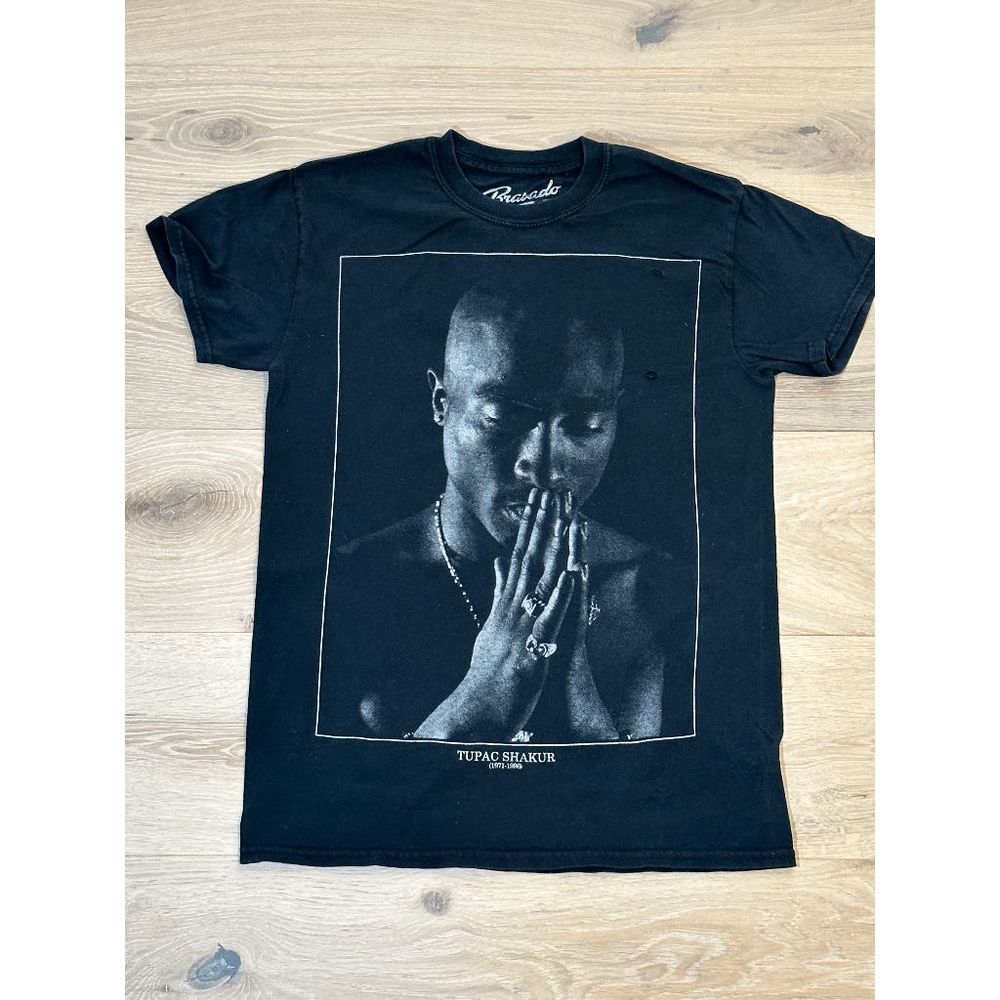 Vintage TUPAC SHAKUR 2PAC 1971-1996 T Shirt Rap Black Tee Size M BRAVADO
